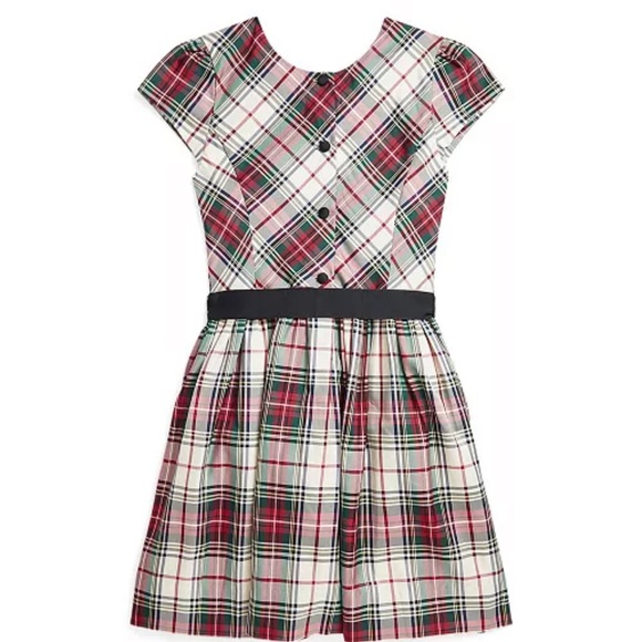 A charming festive plaid motif and grosgrain sash dress - Picture 2 of 4